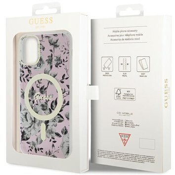 Guess nakładka do iPhone 11 / Xr 6.1" GUHMN61HCFWSP różowa hardcase Flower MagSafe