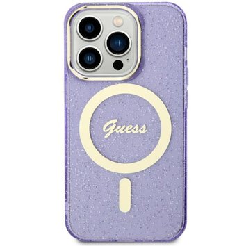 Guess nakładka do iPhone 11 / Xr 6.1" GUHMN61HCMCGU fioletowa hardcase Glitter Gold MagSafe
