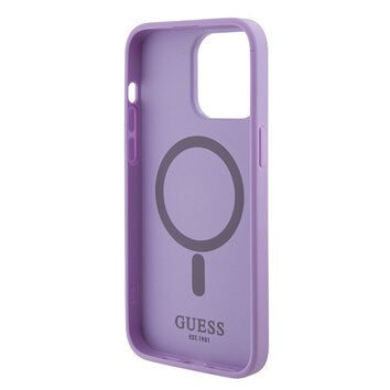Guess nakładka do iPhone 15 Pro 6.1" GUHMP15LPSAHMCU fioletowa hardcase Saffiano MagSafe