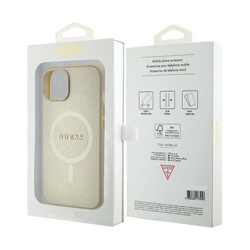 Guess nakładka do iPhone 15 Plus 6.7" GUHMP15MPSAHMCB złota hardcase Saffiano MagSafe