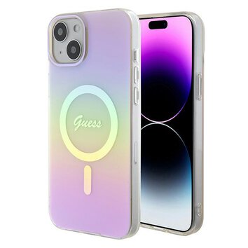 Guess nakładka do iPhone 15 6.1" GUHMP15SHITSP różowa hardcase IML Iridescent MagSafe