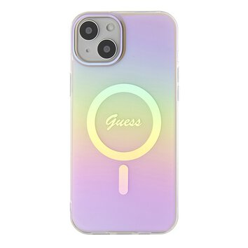 Guess nakładka do iPhone 15 6.1" GUHMP15SHITSP różowa hardcase IML Iridescent MagSafe