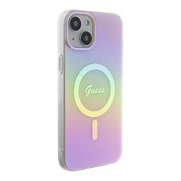 Guess nakładka do iPhone 15 6.1" GUHMP15SHITSP różowa hardcase IML Iridescent MagSafe