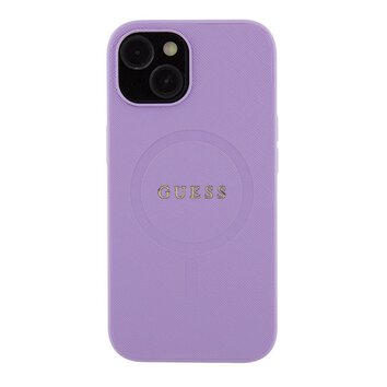 Guess nakładka do iPhone 15 6.1" GUHMP15SPSAHMCU fioletowa hardcase Saffiano MagSafe