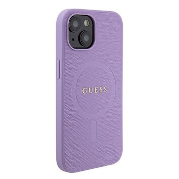 Guess nakładka do iPhone 15 6.1" GUHMP15SPSAHMCU fioletowa hardcase Saffiano MagSafe