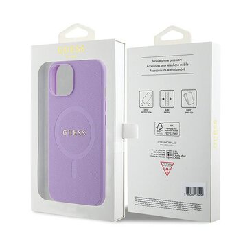 Guess nakładka do iPhone 15 6.1" GUHMP15SPSAHMCU fioletowa hardcase Saffiano MagSafe