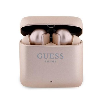Guess słuchawki Bluetooth GUTWSSU20ALEGP TWS + stacja dokująca różowo złote Printed Logo