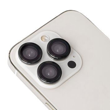 Zestaw szkieł na aparat do iPhone 15 Pro / 15 Pro Max czarna ramka (3 sztuki)