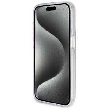 Guess nakładka do iPhone 15 Pro Max 6,7" GUHMP15XHRSGSD transparentna HC RING STAND MAGSAFE SCRIPT LOGO GLITTER