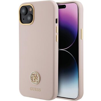 Guess nakładka do iPhone 15 6,1" GUHCP15SM4DGPP różowa HC SILICONE LOGO STRASS 4G