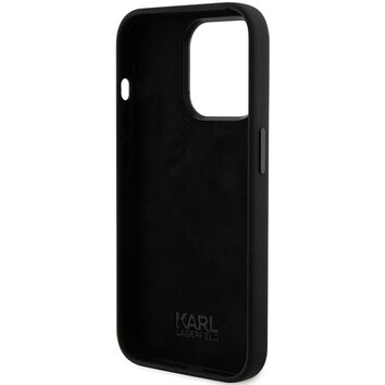 Karl Lagerfeld nakładka do iPhone 15 Pro 6,1" KLHCP15LSMHKNPK czarna HC SILICONE IKONIK METAL PIN