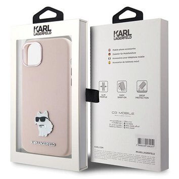 Karl Lagerfeld nakładka do iPhone 15 Plus 6,7" KLHCP15MSMHCNPP różowa HC SILICONE C METAL PIN