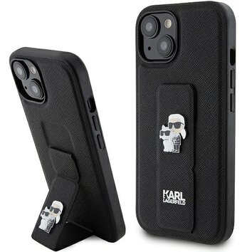 Karl Lagerfeld nakładka do iPhone 15 6,1" KLHCP15SGSAKCPK czarna HC GRIPSTAND SAFFIANO KC PINS