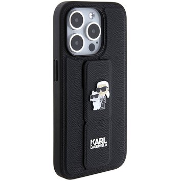 Karl Lagerfeld nakładka do iPhone 15 Pro Max 6,7" KLHCP15XGSAKCPK czarna HC GRIPSTAND SAFFIANO KC PINS