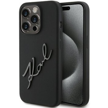 Karl Lagerfeld nakładka do iPhone 15 Pro 6,1" KLHCP15LSKSBMCK czarna HC SILICONE KARL SCRIPT LOGO