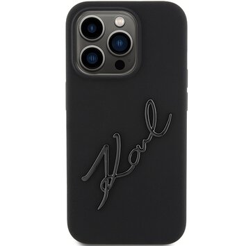 Karl Lagerfeld nakładka do iPhone 15 Pro 6,1" KLHCP15LSKSBMCK czarna HC SILICONE KARL SCRIPT LOGO