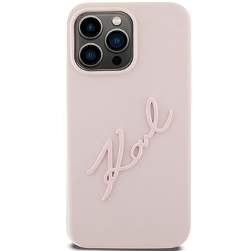 Karl Lagerfeld nakładka do iPhone 15 Pro Max 6,7" KLHCP15XSKSBMCP różowa HC SILICONE KARL SCRIPT LOGO