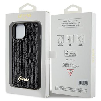 Guess nakładka do iPhone 14 6,1" GUHCP14SPSFDGSK HC SEQUIN SCRIPT METAL czarna