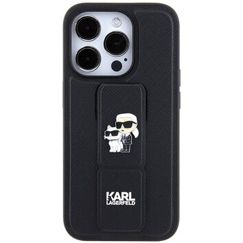 Karl Lagerfeld nakładka do iPhone 14 Pro 6,1" KLHCP14LGSAKCPK HC GRIPSTAND SAFFIANO KC PINS czarna