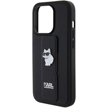 Karl Lagerfeld nakładka do iPhone 14 Pro 6,1" KLHCP14LGSACHPK HC GRIPSTAND SAFFIANO CHOUPETTE PINS czarna