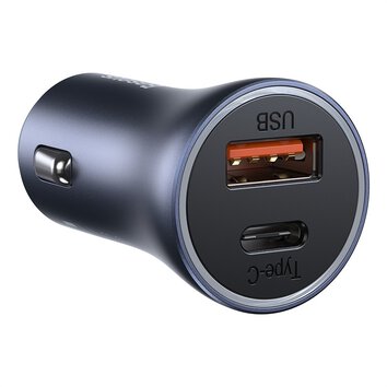 Baseus ładowarka samochodowa Golden Contactor Pro 1x USB 1x USB-C QC 40W czarny + kabel Lightning - USB-C