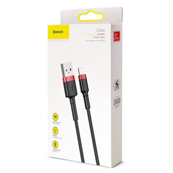Baseus kabel Cafule USB - Lightning 3,0m 2A czerwono-czarny
