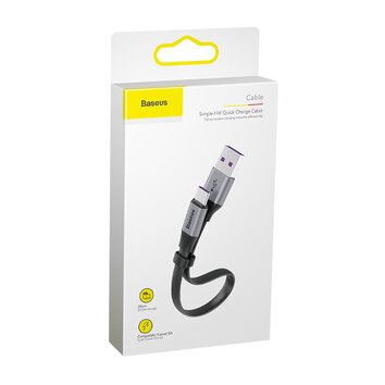 Baseus kabel Nimble USB - USB-C 23cm 5A szaro-czarny 40W