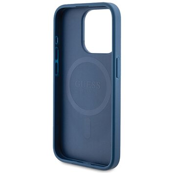 Guess nakładka do iPhone 15 Pro 6,1" GUHMP15LG4GFRB niebieska HC MAGSAFE PU 4G RING CLASSIC LOGO