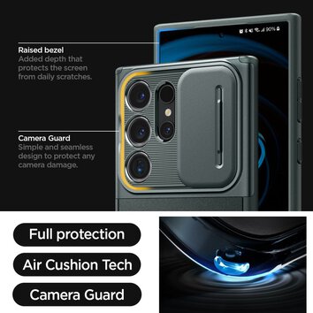 Spigen nakładka Optik Armor do Samsung Galaxy S24 Ultra zielona