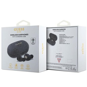 Guess słuchawki Bluetooth GUTWSP4EGK TWS ENC 4G PU METAL LOGO czarne