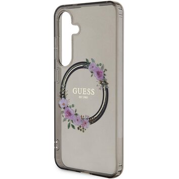 Guess nakładka do Samsung Galaxy S24 GUHMS24SHFWFCK czarna HC MAGSAFE IML FLOWERS WREATH