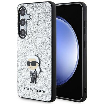 Karl Lagerfeld nakładka do Samsung Galaxy S24 KLHCS24SGCNPSG srebrna HC IKONIK FIXED GLITTER IKONIK LOGO METAL PIN