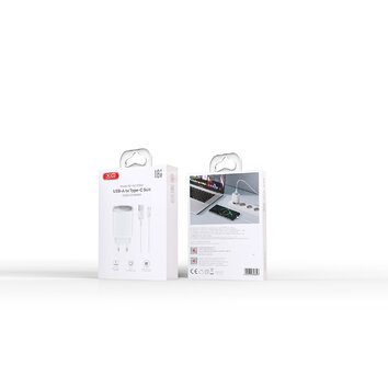 XO ładowarka sieciowa CE19 QC 18W 1x USB biała + kabel USB-C