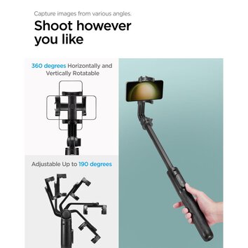 Spigen S560W Bluetooth selfie stick tripod czarny