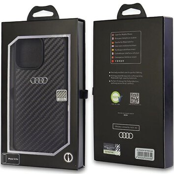 Audi nakładka do iPhone 14 Pro 6,1" AU-TPUPCIP14P-R8/D2-BK czarna hardcase Carbon Fiber