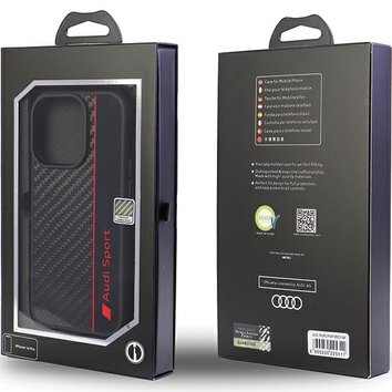 Audi nakładka do iPhone 14 Pro 6,1" AUS-TPUPCIP14P-R8/D1-BK czarna hardcase Carbon Fiber Stripe