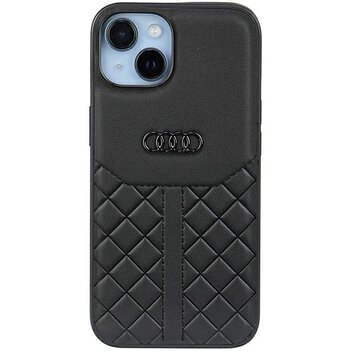 Audi nakładka do iPhone 13 / 14 / 15 6,1" AU-TPUPCIP14-Q8/D1-BK czarna hardcase Genuine Leather