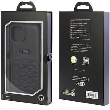 Audi nakładka do iPhone 13 / 14 / 15 6,1" AU-TPUPCIP15-GT/D2-BK czarna hardcase GT Synthetic Leather