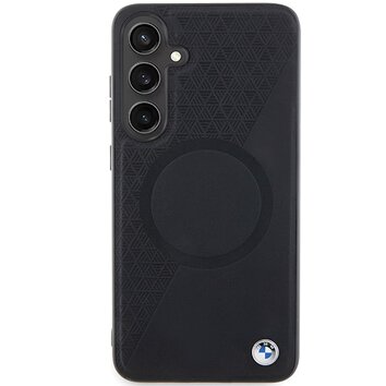 BMW nakładka do Samsung Galaxy S24+ czarna Signature Leather Half Textured & Circle MagSafe