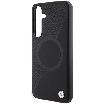 BMW nakładka do Samsung Galaxy S24+ czarna Signature Leather Half Textured & Circle MagSafe