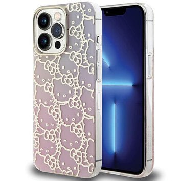 Nakładka Hello Kitty do iPhone 15 Pro 6.1" różowa hardcase IML Gradient Electrop Crowded Kitty Head