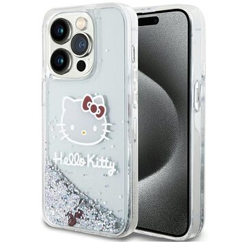 Nakładka Hello Kitty do iPhone 15 Pro 6.1" srebrna hardcase Liquid Glitter Charms Kitty do Head
