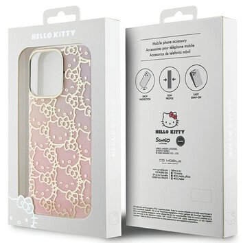 Nakładka Hello Kitty do iPhone 15 Pro Max 6.7" różowa hardcase IML Gradient Electrop Crowded Kitty Head