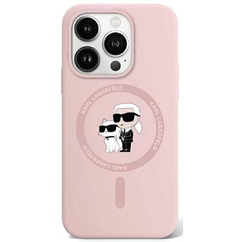 Karl Lagerfeld nakładka do iPhone 15 Pro 6,1" KLHMP15LSCMKCRHP różowa HC Magsafe silicone kc heads ring