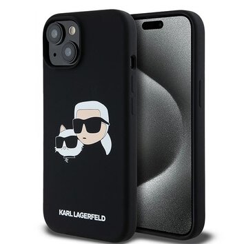 Karl Lagerfeld nakładka do iPhone 15 6,1" HC KLHMP15SSKCHPPLK czarna Magsafe silicone sil double heads print