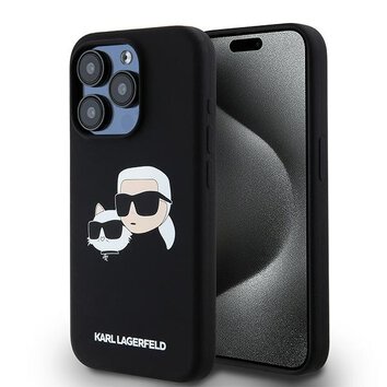 Karl Lagerfeld nakładka do iPhone 15 Pro 6,1" KLHMP15LSKCHPPLK czarna HC Magsafe silicone sil double heads print