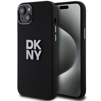 DKNY nakładka do iPhone 15 6,1" DKHCP15SSMCBSK czarna HC silicone w stack metal logo