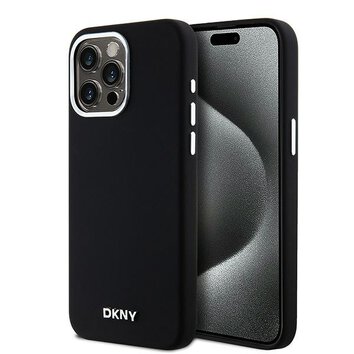 DKNY nakładka do iPhone 15 Pro Max 6,7" DKHMP15XSMCHLK czarna HC Magsafe silicone w horizontal metal logo
