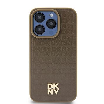DKNY nakładka do iPhone 15 Plus 6,7" DKHMP15MPSHRPSW brązowa HC Magsafe pu repeat pattern w stack logo
