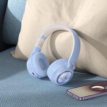 HOCO słuchawki bezprzewodowe bluetooth nagłowne W50 niebieskie